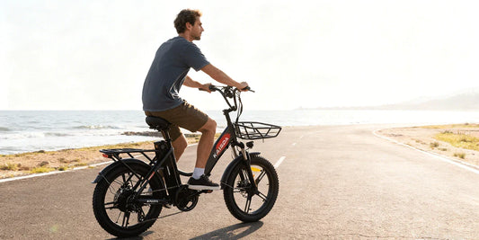 Kaisda electric bike rider enjoying open road cycling